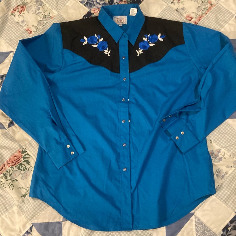 Mens Vintage Western Shirt with Pearl Snaps